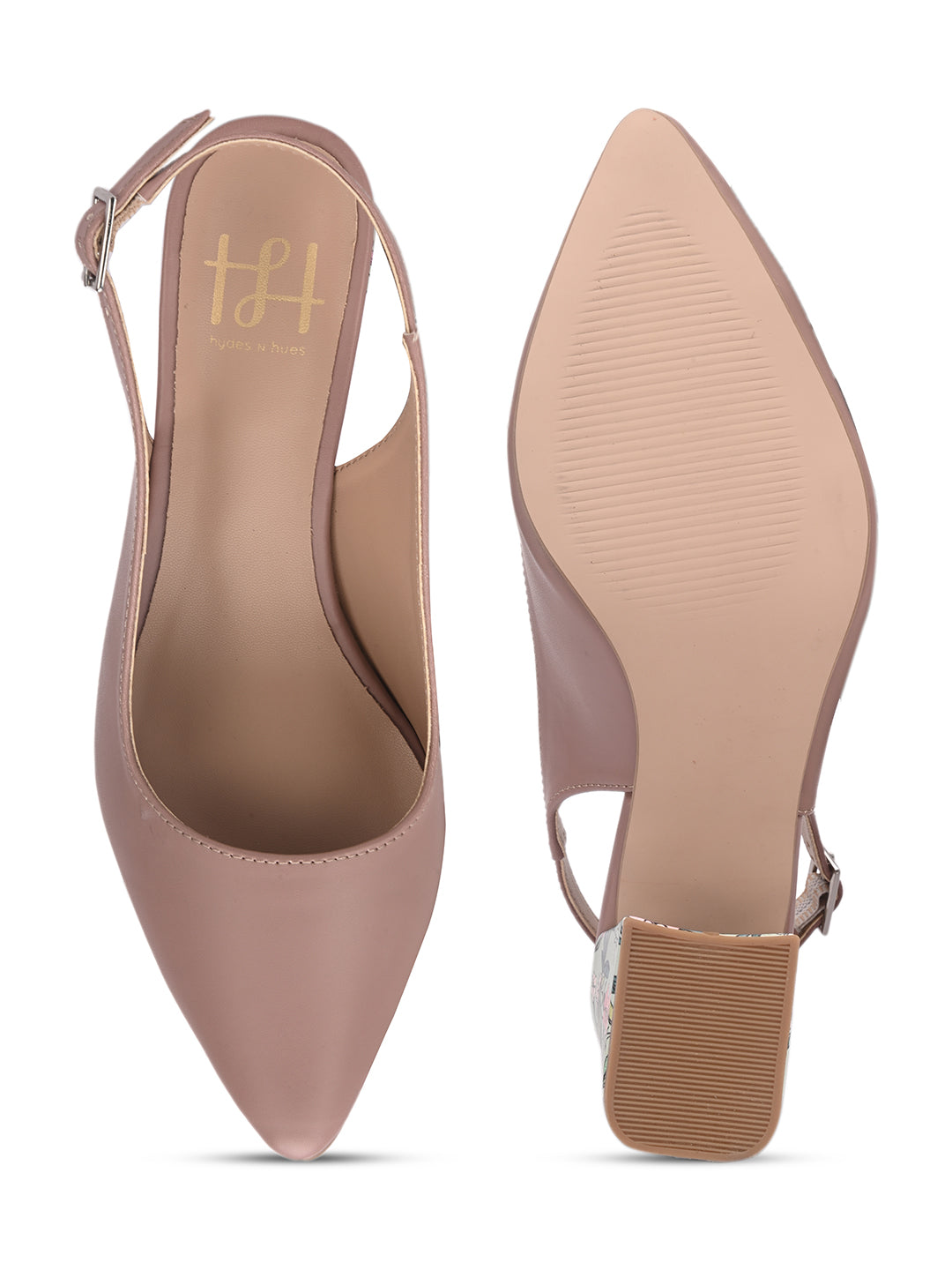 Hydes N Hues Pink Block Pumps with Printed Heels