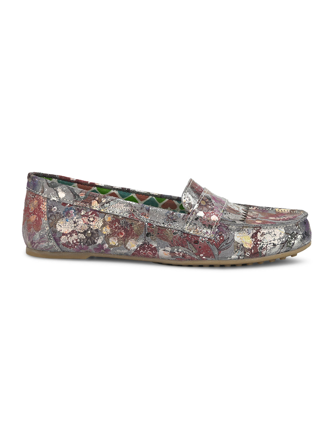 Hydes N Hues Silver Foil Moccasins For Women