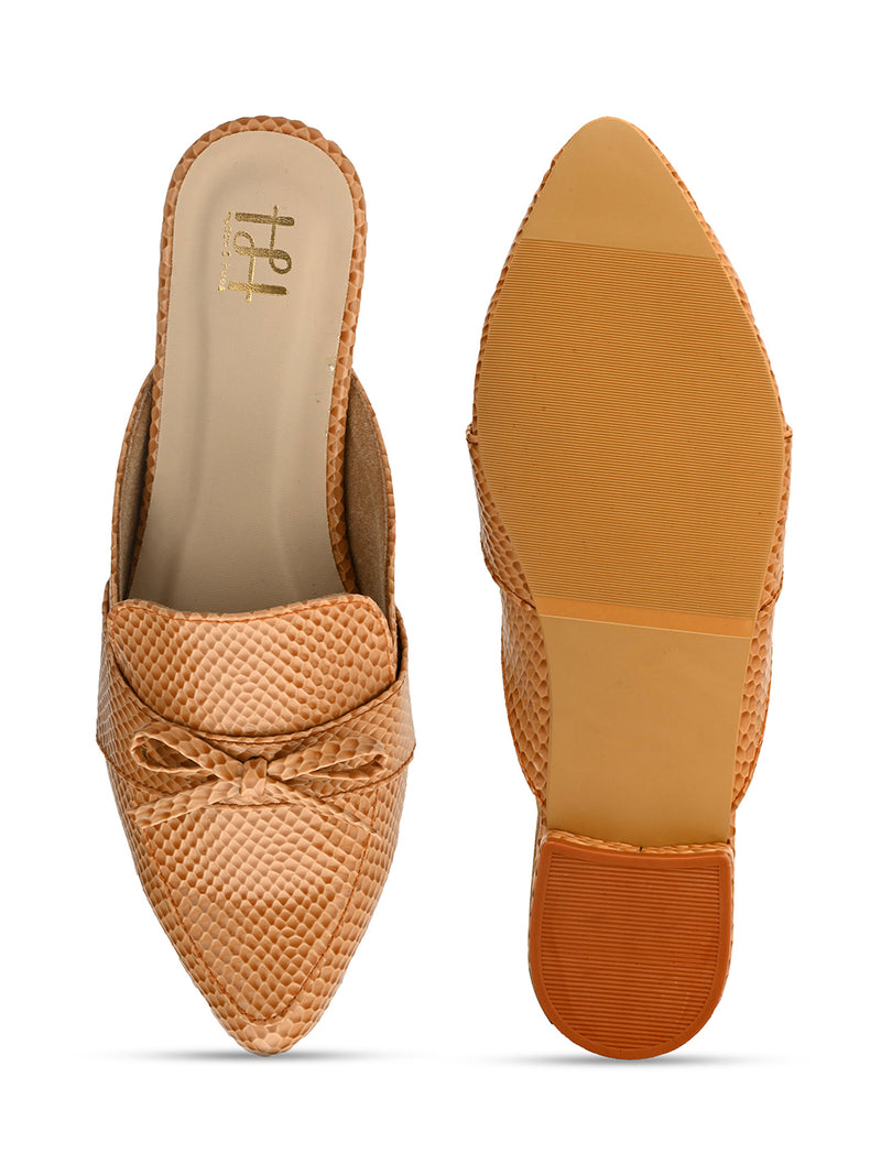 Hydes N Hues Beige Self Printed Mules