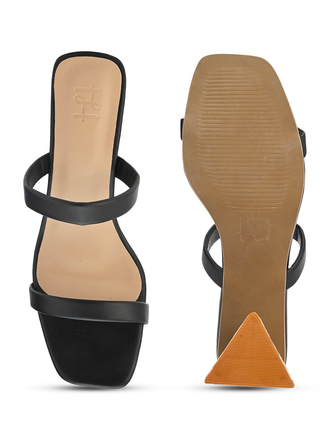 Hydes N Hues Black Printed Block Heels