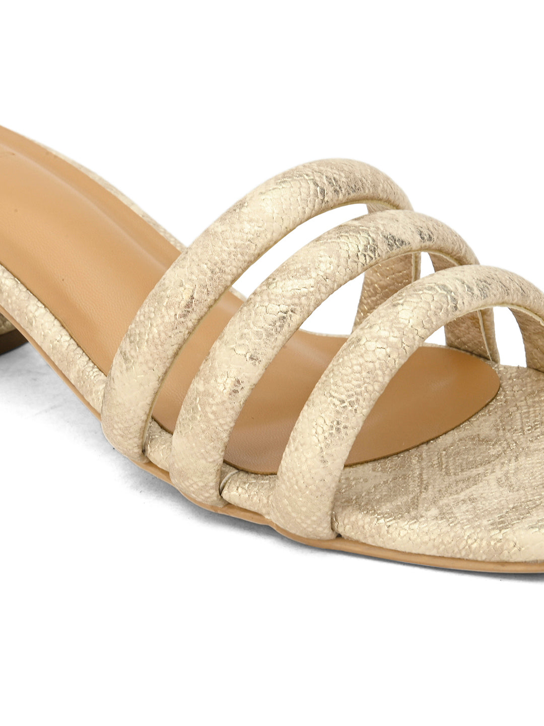 Hydes N Hues White Self Printed Short Heels