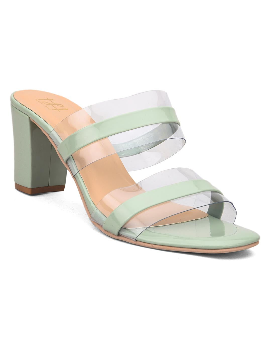 Hydes N Hues Green Striped Block Heels