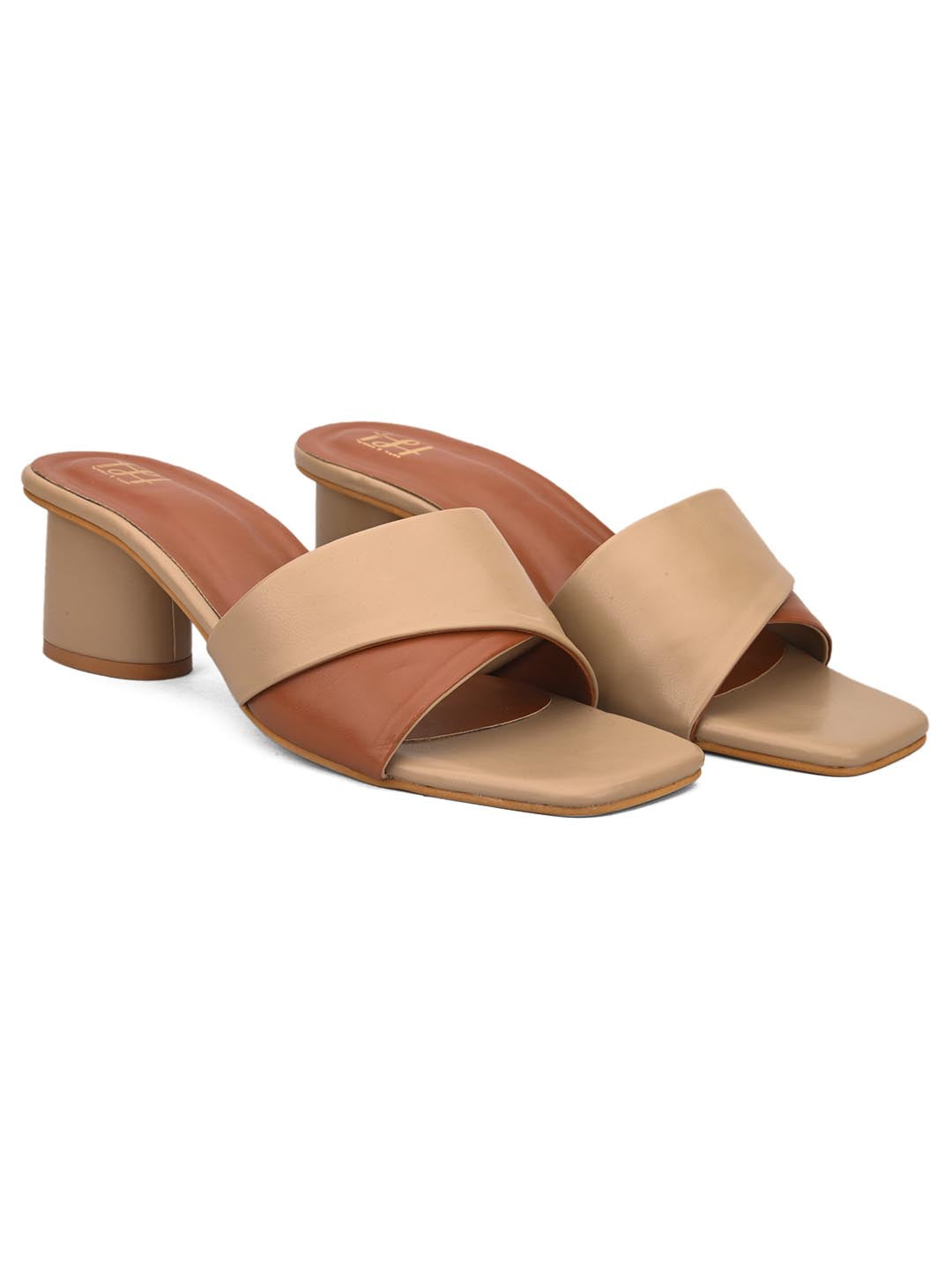 Hydes N Hues Beige and Tan Block Heels