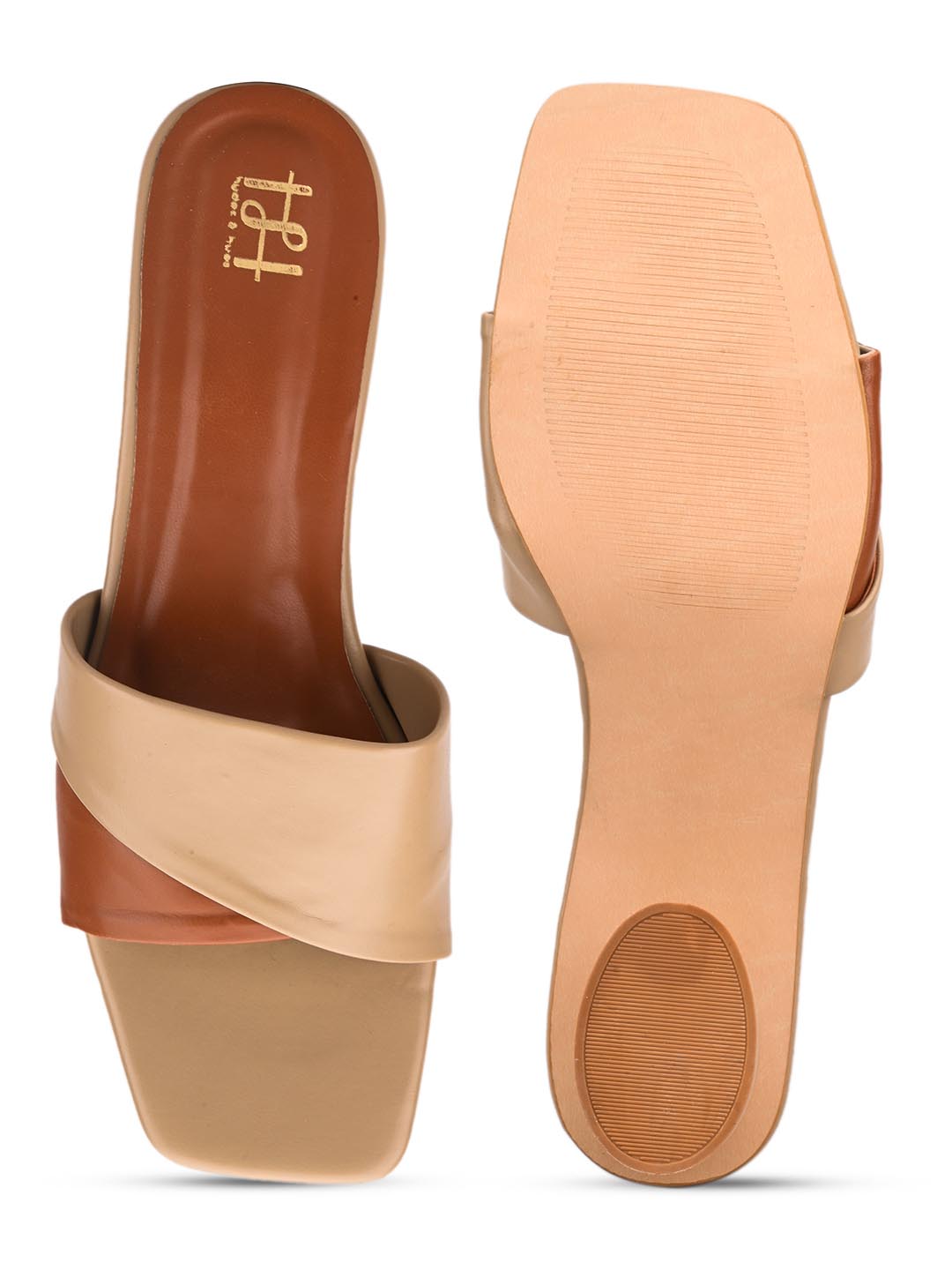 Hydes N Hues Beige and Tan Block Heels