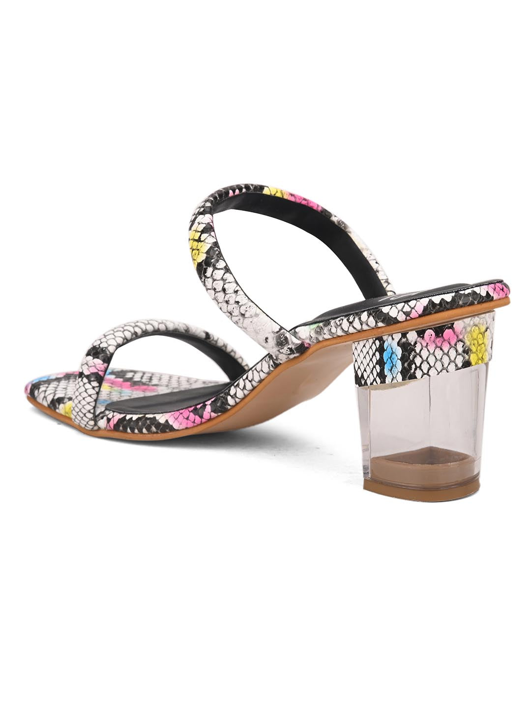 Hydes N Hues White & Multicoloured with Transparent Heels