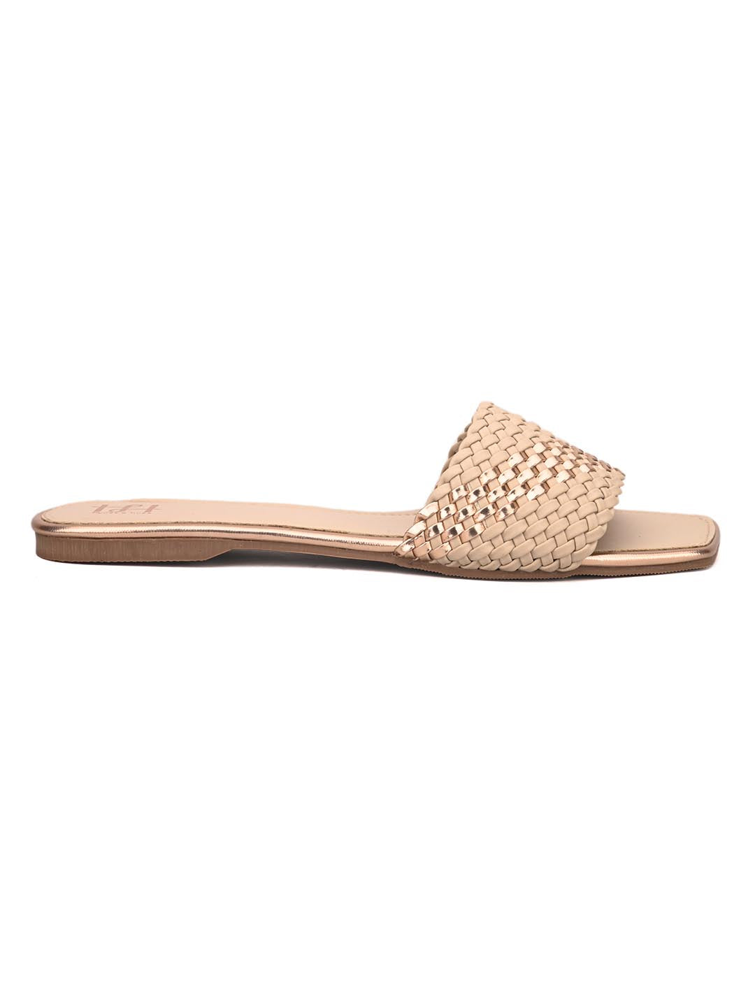 Hydes N Hues Women Gold-Toned Open Toe Flats