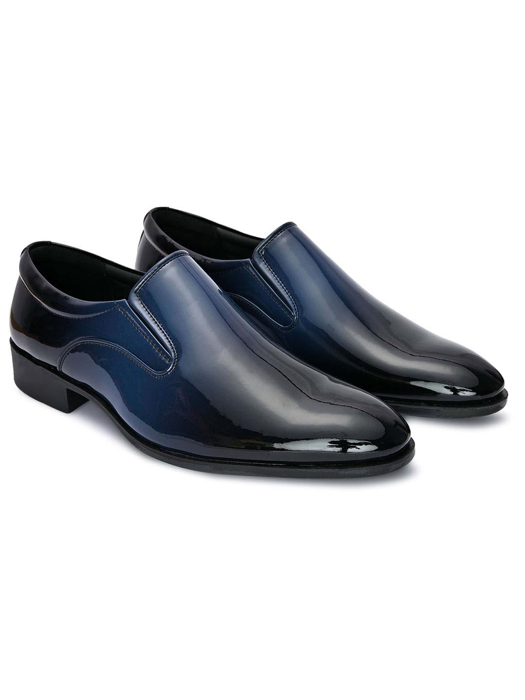 Hydes N Hues Men Blue Solid Formal Shoes