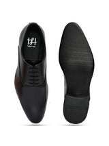 Hydes N Hues Men Black Textured Formal Oxfords