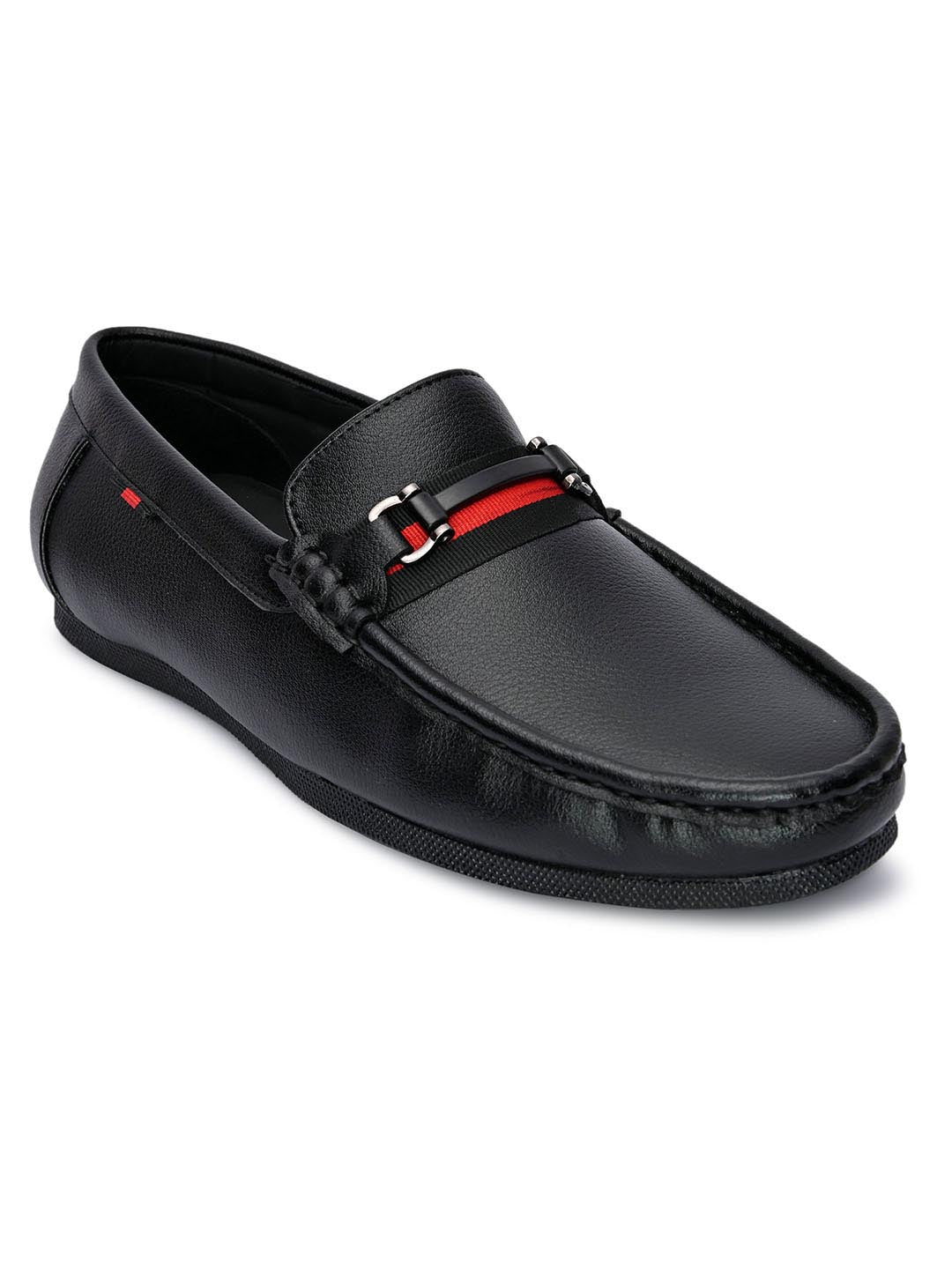 Hydes N Hues Men Black Loafers with Metal Buckle