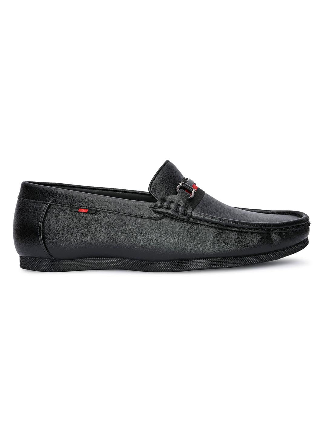 Hydes N Hues Men Black Loafers with Metal Buckle