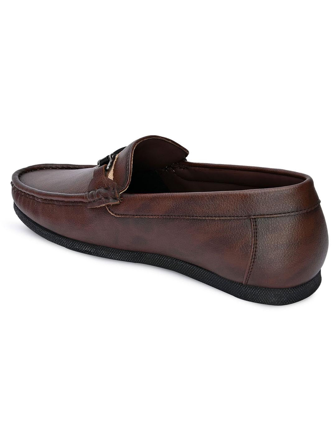 Hydes N Hues Men Brown Loafers with Metal Buckle