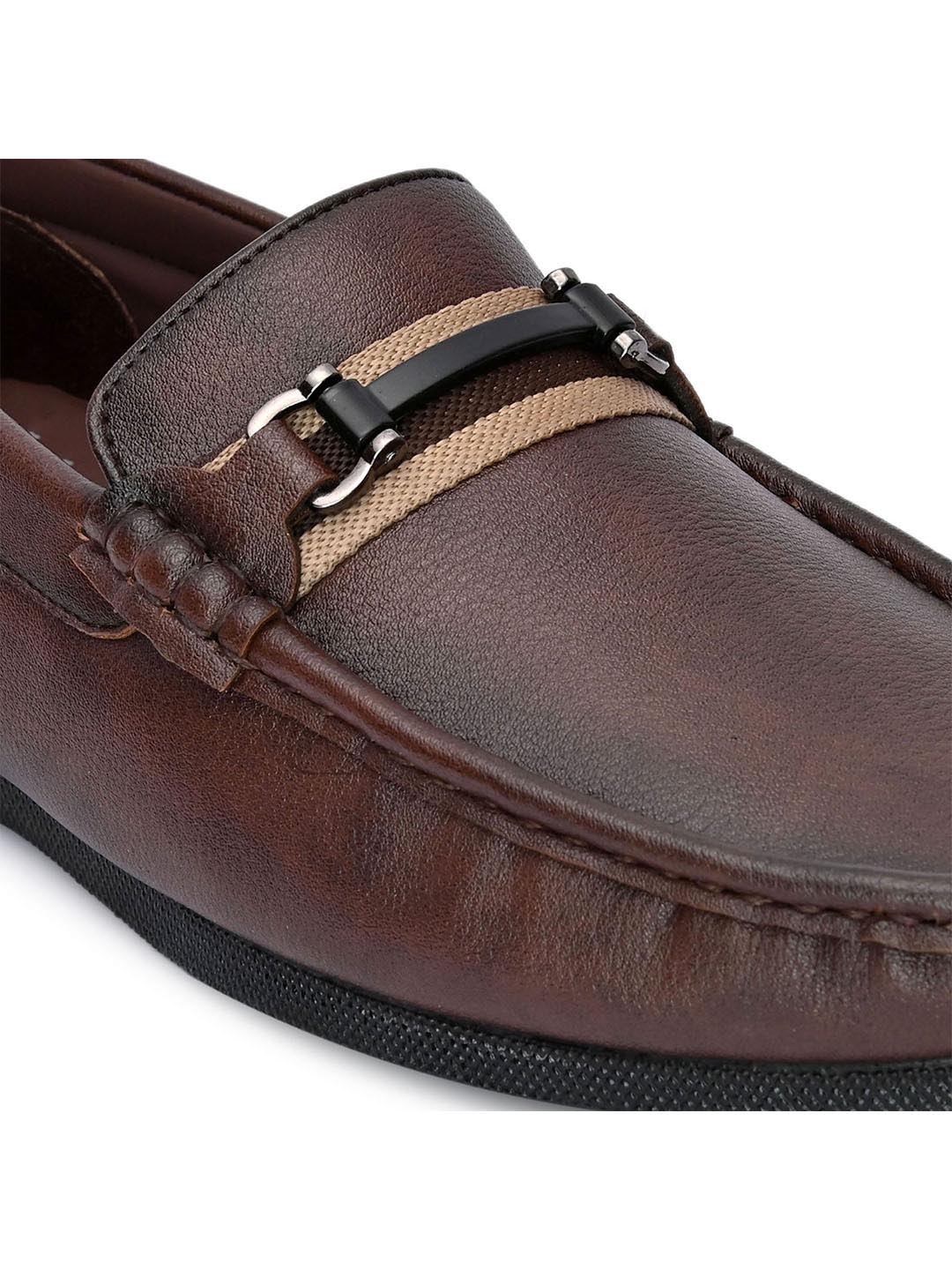 Hydes N Hues Men Brown Loafers with Metal Buckle