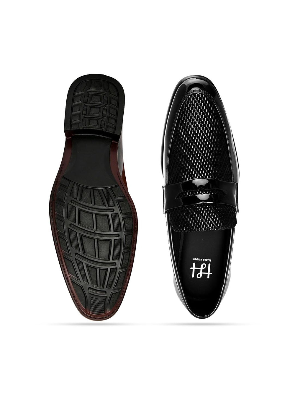 Hydes N Hues Men Black Textured Formal Slip-Ons