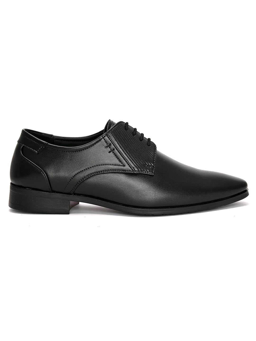 Hydes N Hues Men Black Textured Formal Derbys