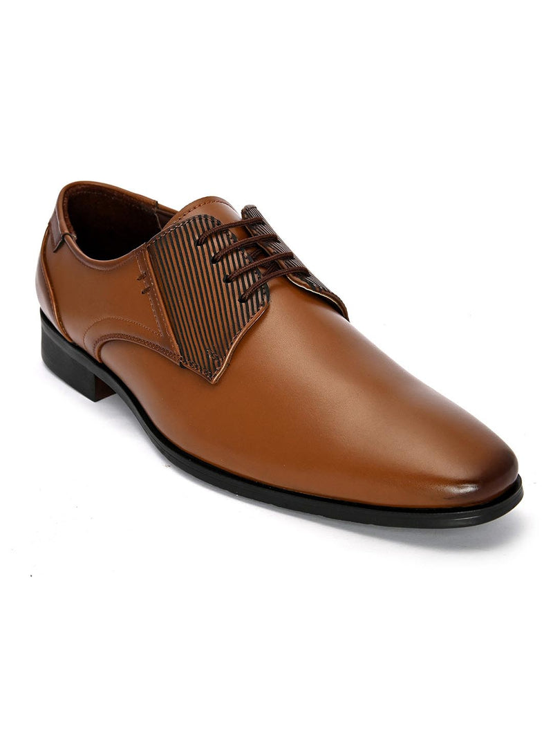 Hydes N Hues Men Tan Brown Solid Formal Derby Shoes