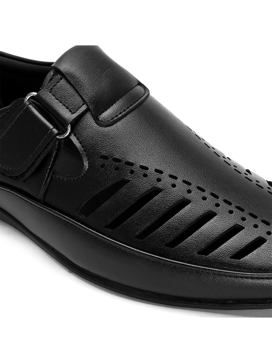 Hydes N Hues Men Black Shoe-Style Sandals