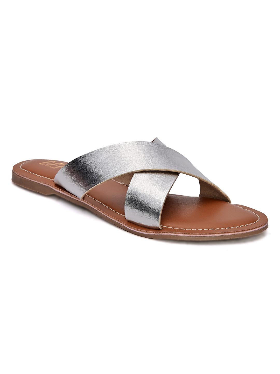 Hydes N Hues Women Silver-Toned Open Toe Flats