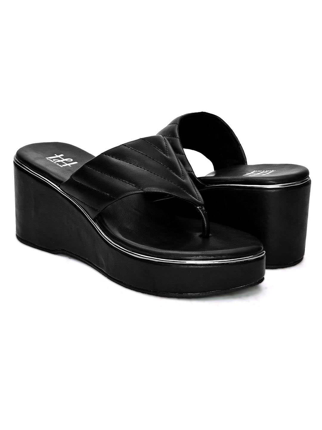 Hydes N Hues Black Wedge Heels