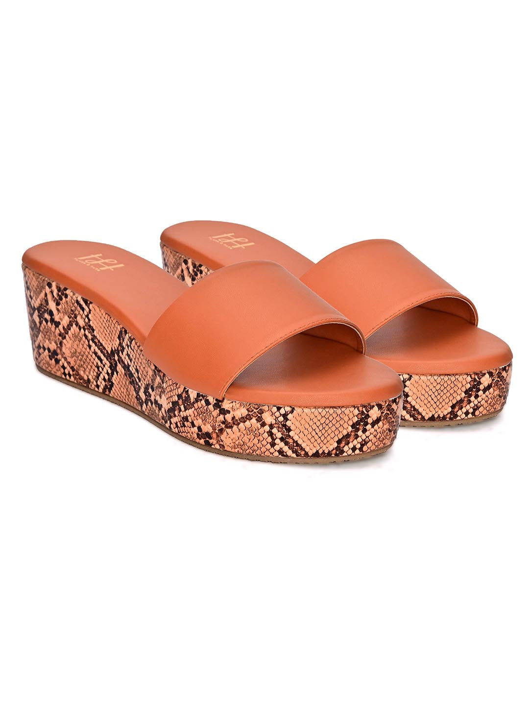 Hydes N Hues Tan Orange  Wedge Heels