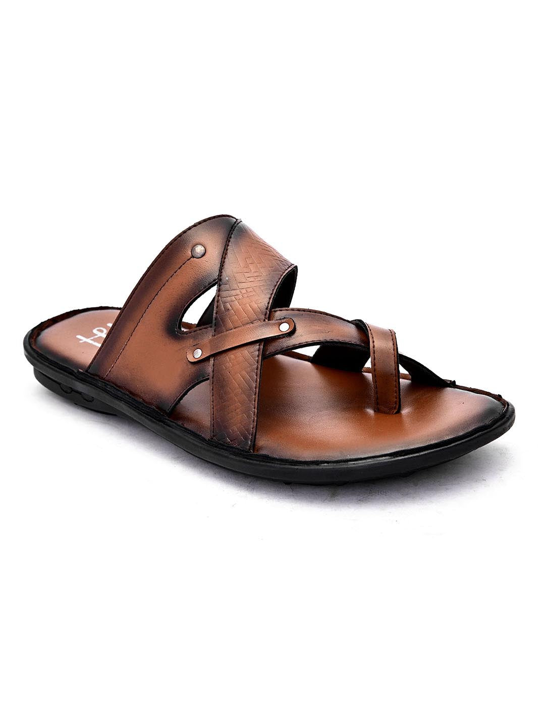 Hydes N Hues Men Tan Brown  Black Comfort Sandals