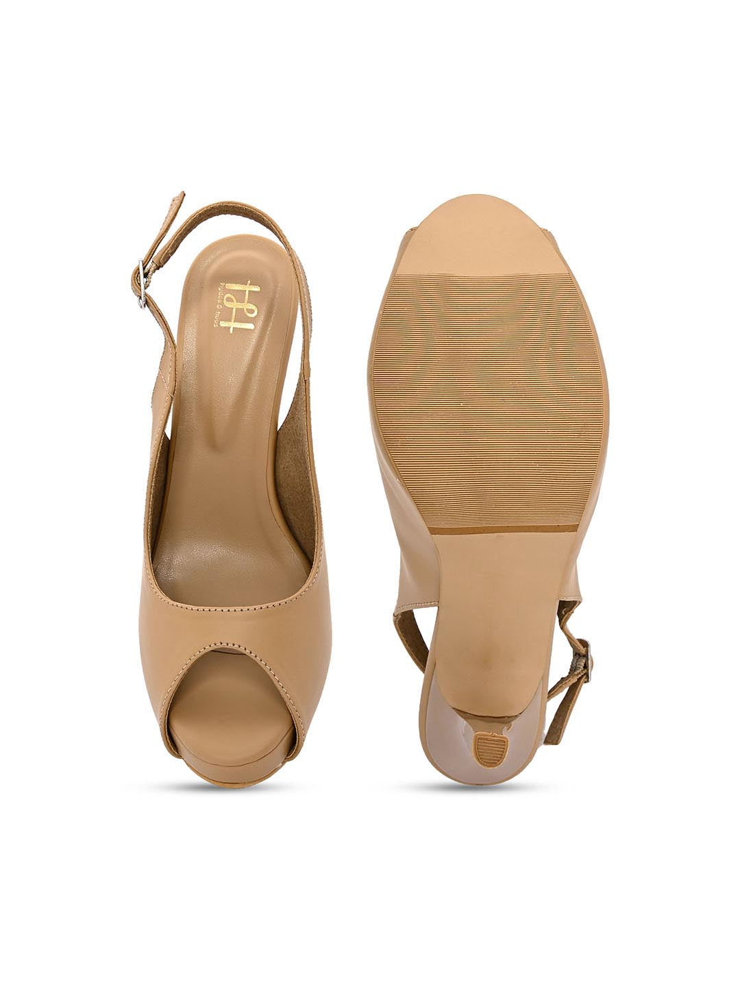 Hydes N Hues Beige Block Peep Toes Stilettoes