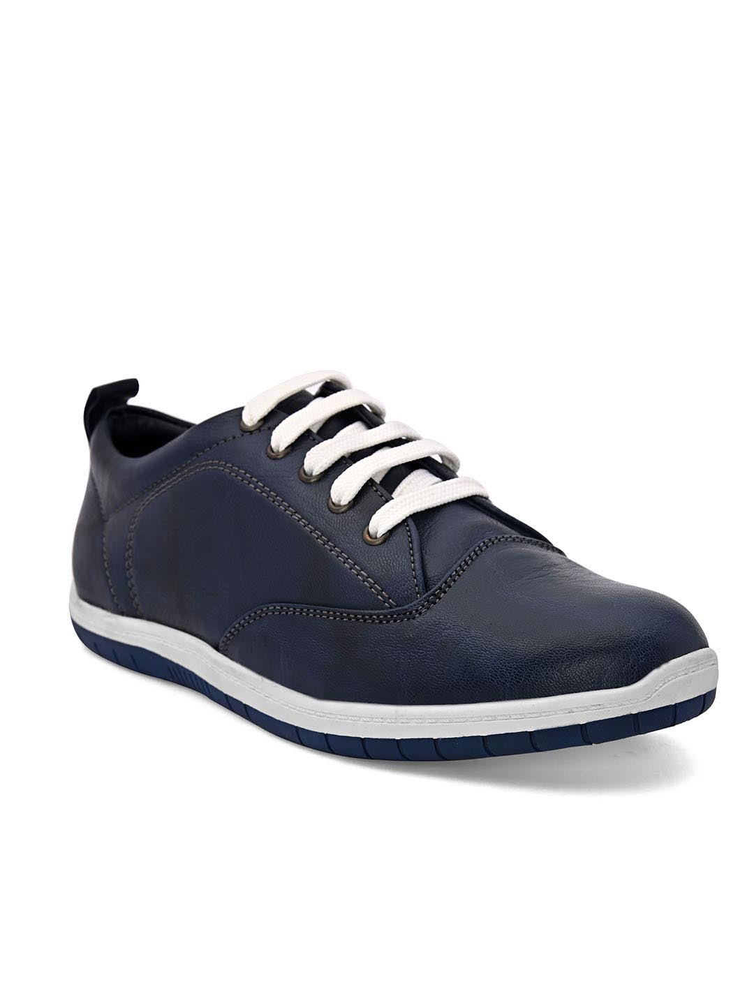 Hydes N Hues Men Blue Leather Sneakers