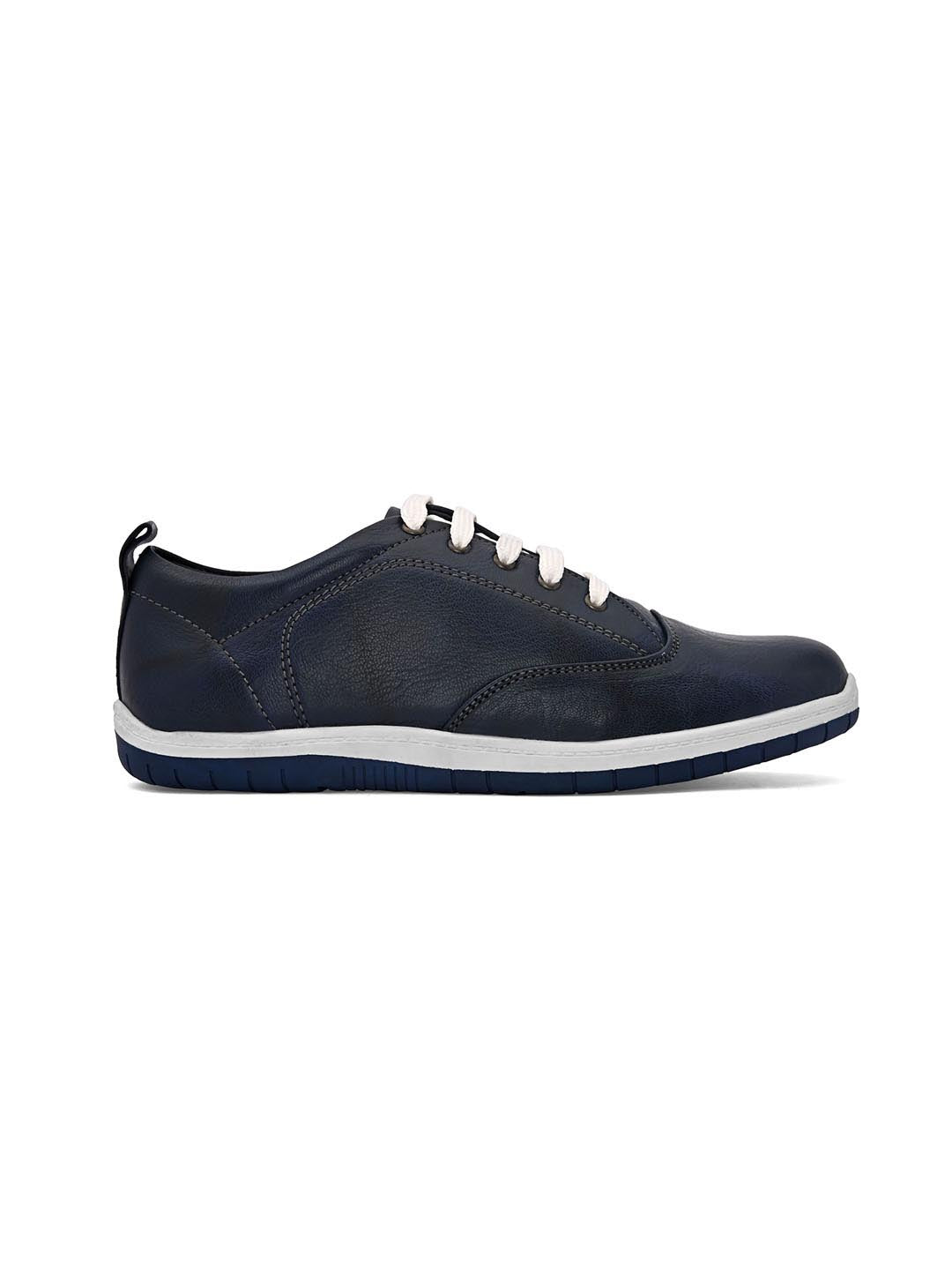 Hydes N Hues Men Blue Leather Sneakers