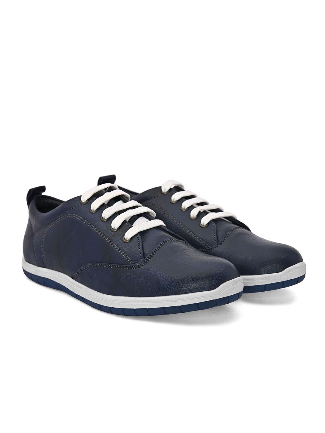 Hydes N Hues Men Blue Leather Sneakers