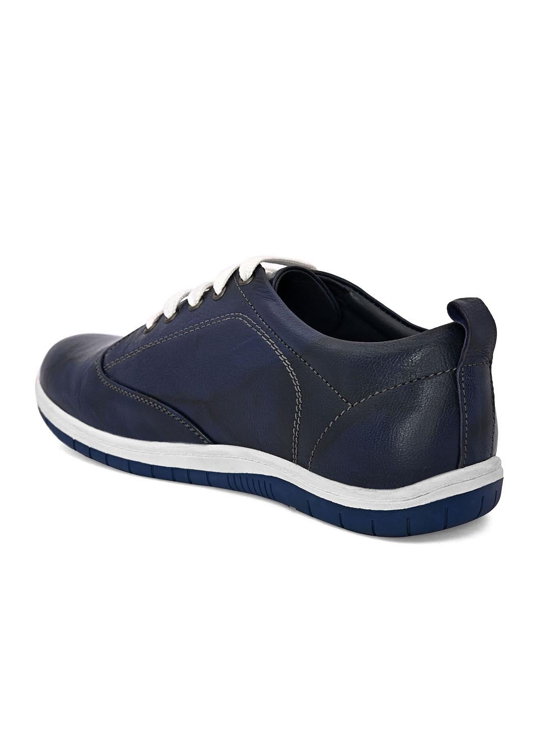 Hydes N Hues Men Blue Leather Sneakers