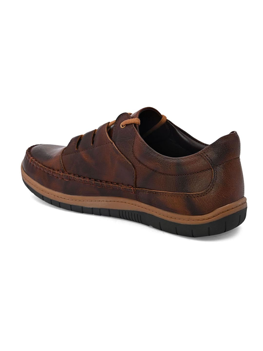 Hydes N Hues Men Brown Textured Leather Sneakers