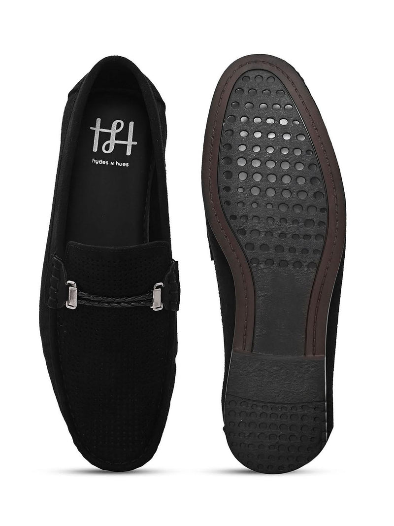 Hydes N Hues Men Black Slip-On Loafers