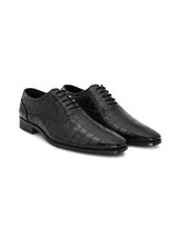 Hydes N Hues Men Black Textured Formal Derbys