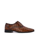 Hydes N Hues Men Tan Brown Textured Formal Oxfords