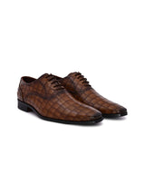 Hydes N Hues Men Tan Brown Textured Formal Oxfords