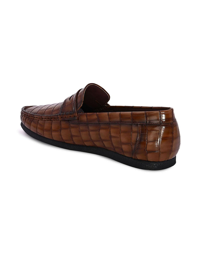 Hydes N Hues Men Tan Textured Loafers