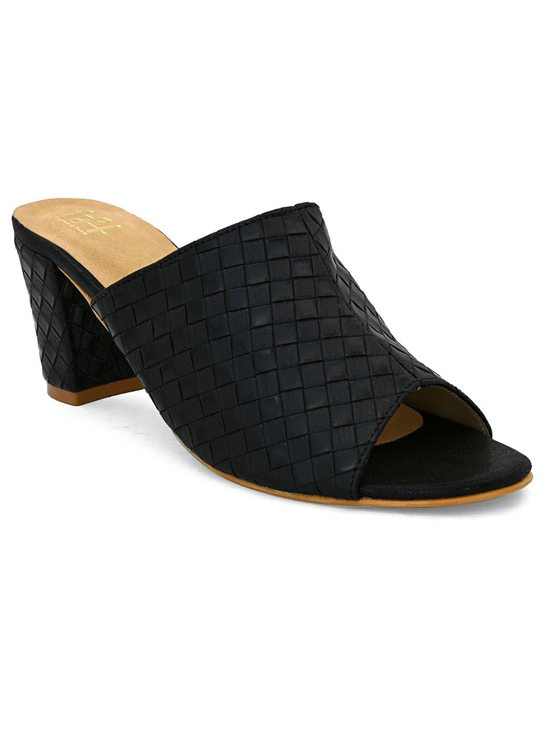 Hydes N Hues Gold-Toned Printed Block Heels