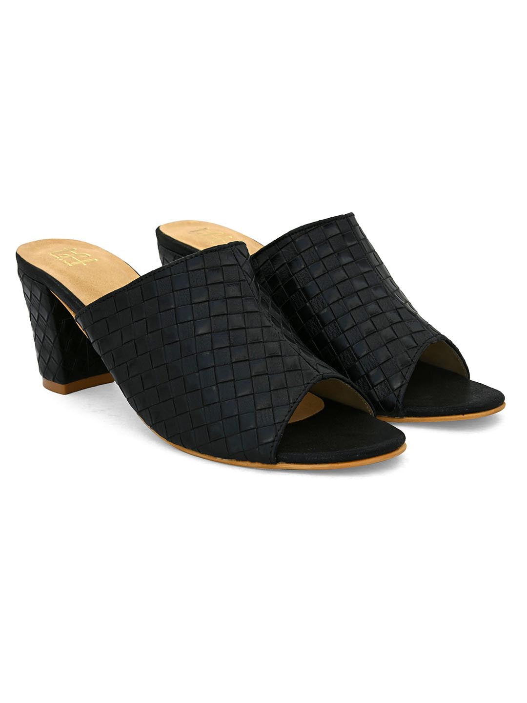 Hydes N Hues Gold-Toned Printed Block Heels