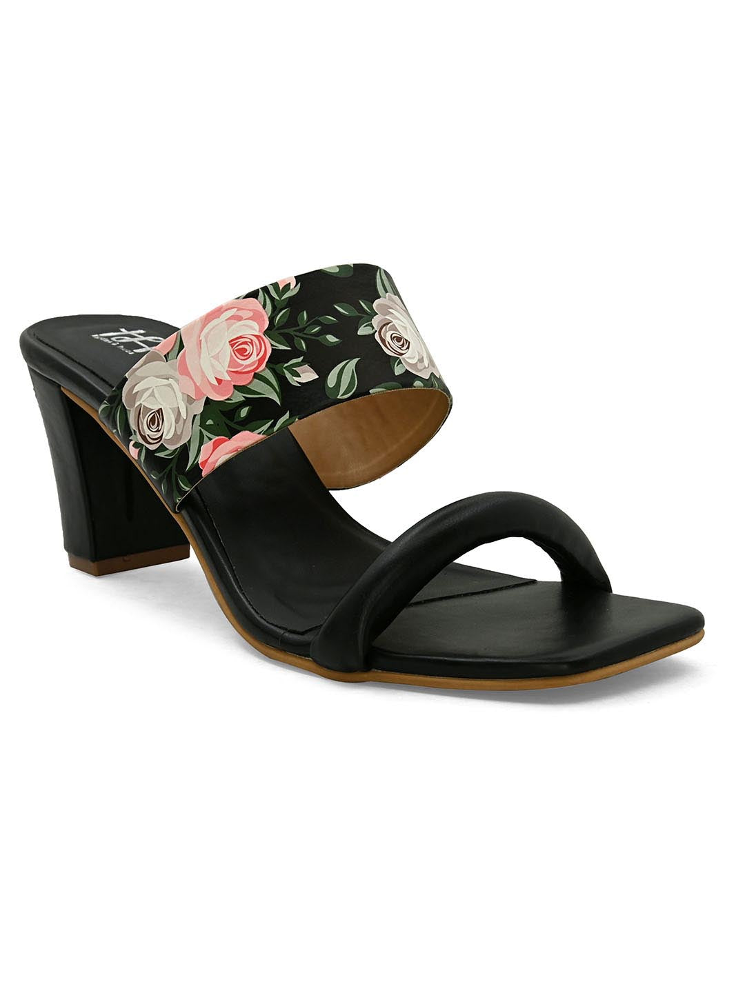 Hydes N Hues Black Printed Block Heels