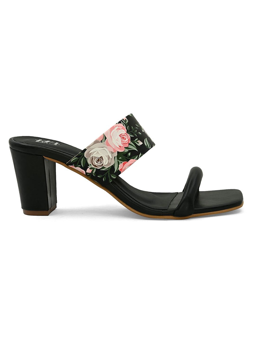 Hydes N Hues Black Printed Block Heels