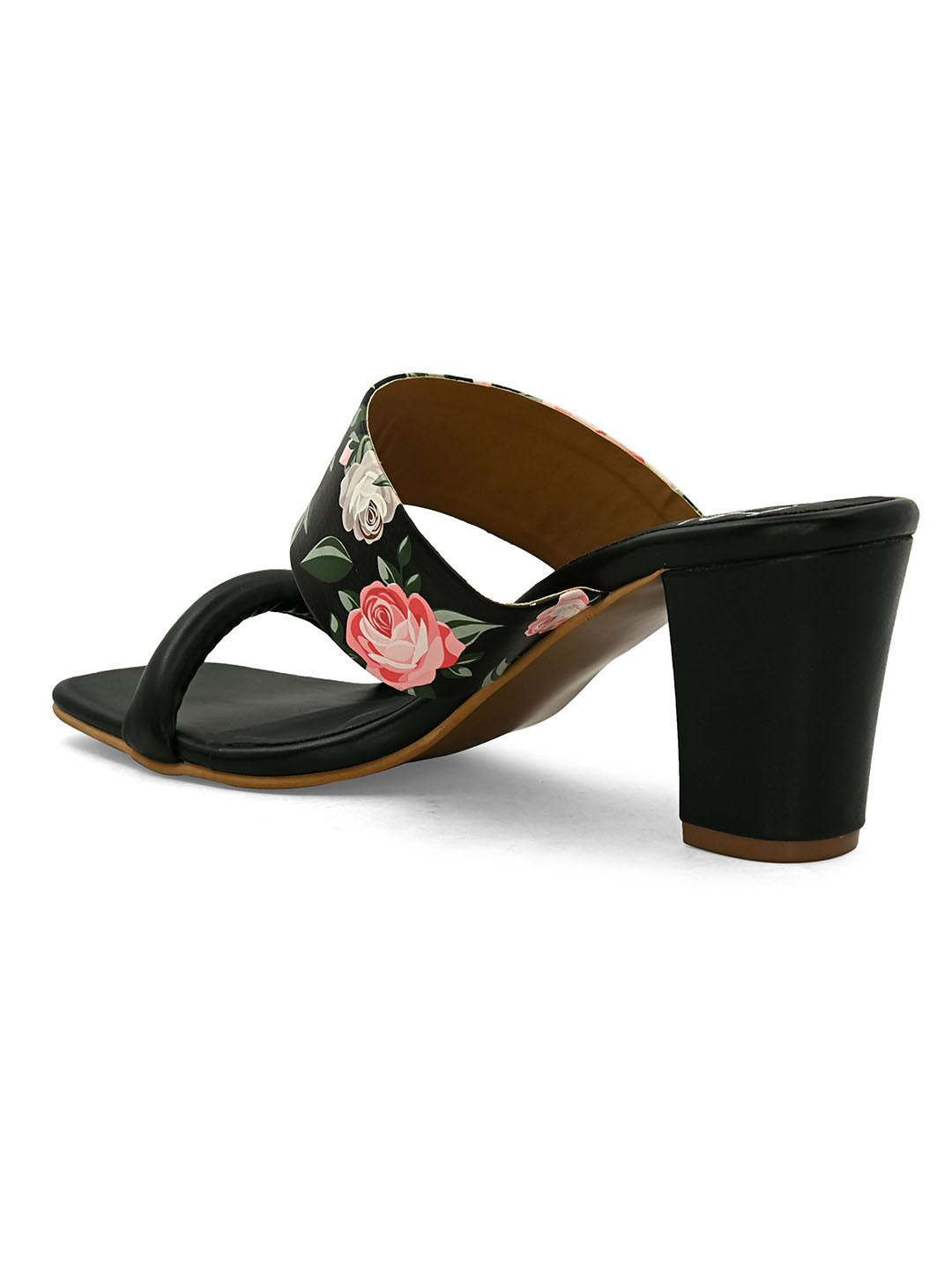Hydes N Hues Black Printed Block Heels