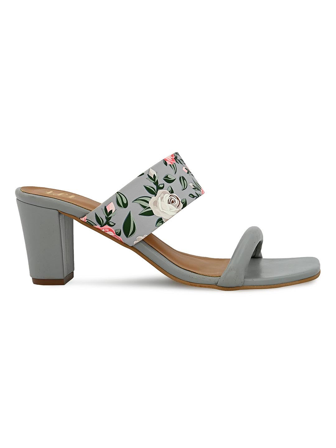 Hydes N Hues Grey Printed Block Heels