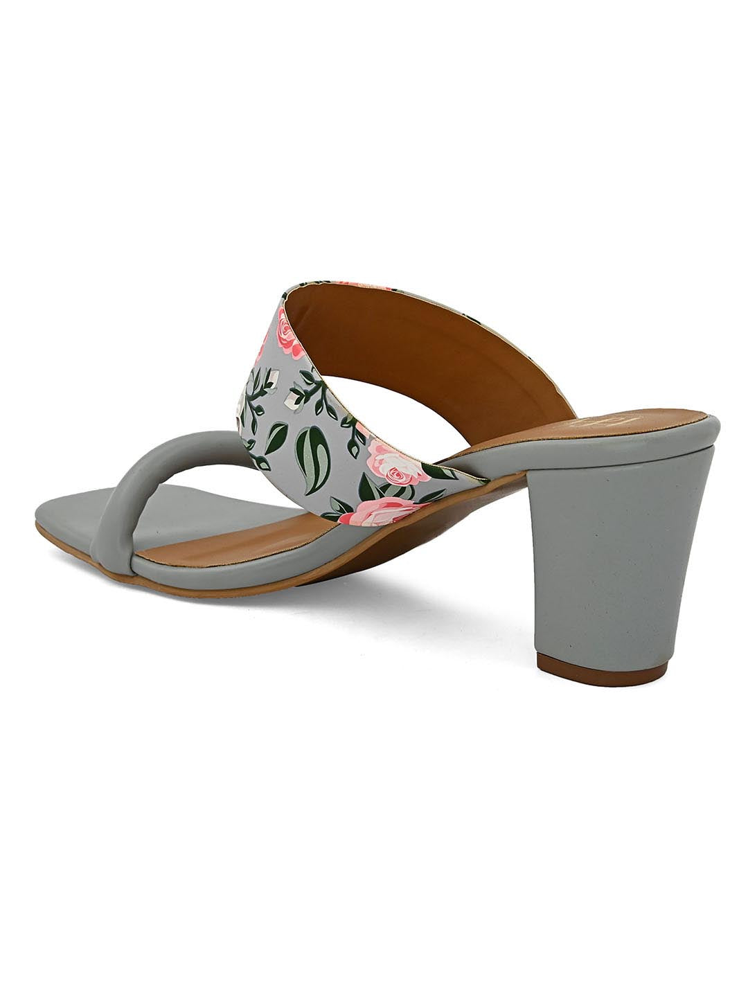 Hydes N Hues Grey Printed Block Heels