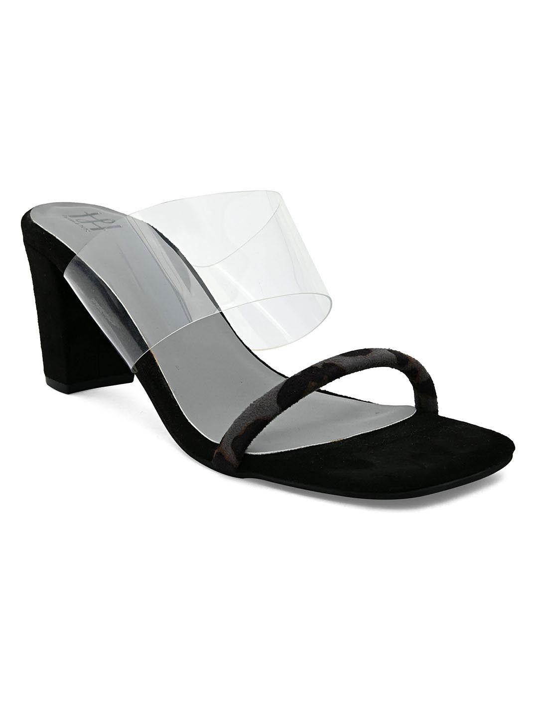 Hydes N Hues Animal Printed Black Block Heels