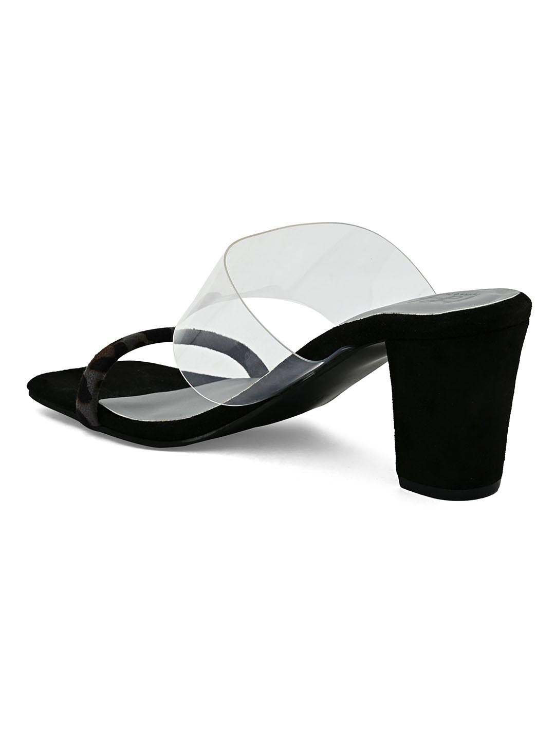 Hydes N Hues Animal Printed Black Block Heels