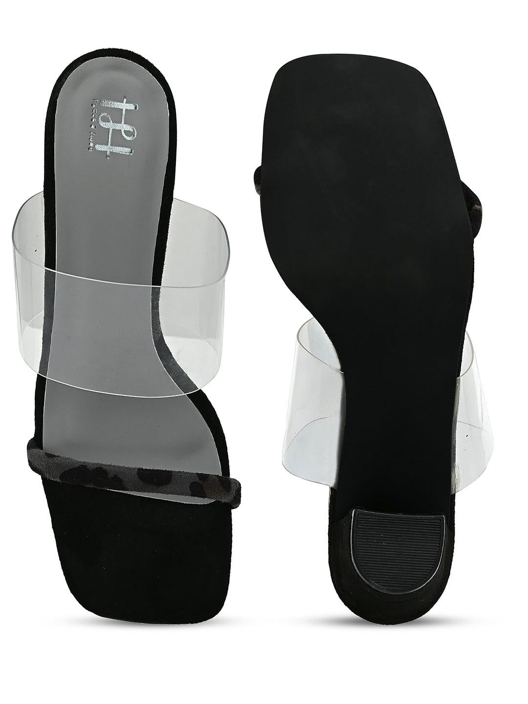 Hydes N Hues Animal Printed Black Block Heels