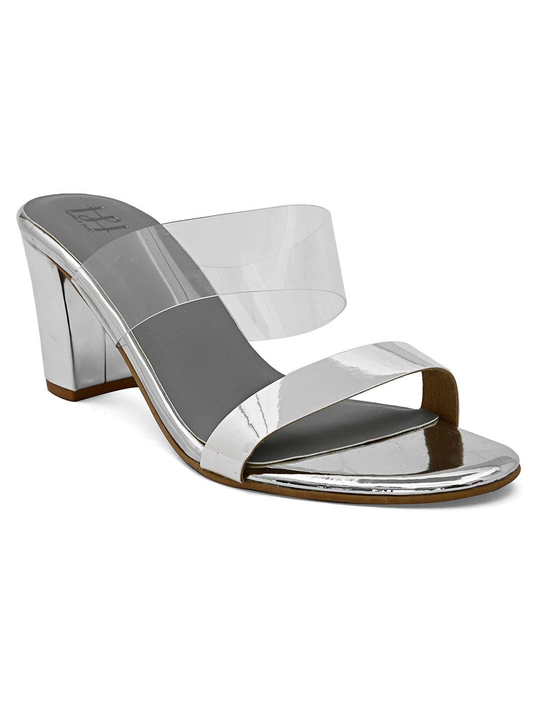 Hydes N Hues Silver-Toned Block Heels