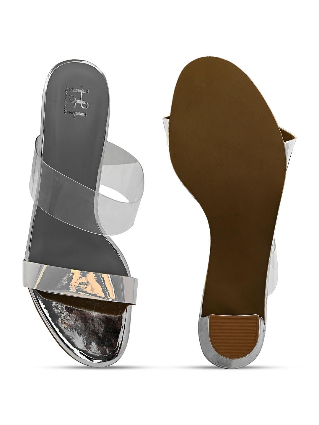 Hydes N Hues Silver-Toned Block Heels