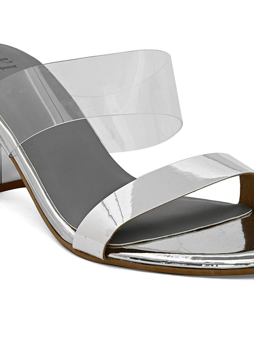 Hydes N Hues Silver-Toned Block Heels