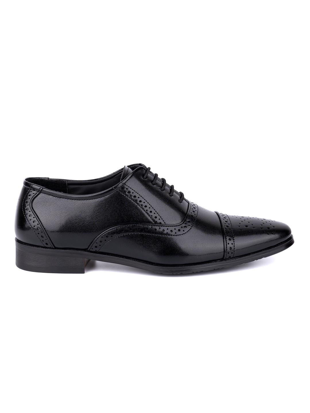 Hydes N Hues Men Black Textured Formal Oxfords