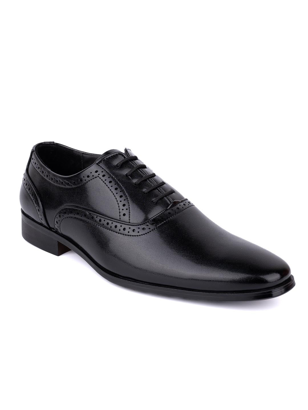 Hydes N Hues Men Black Perforated Formal Derbys